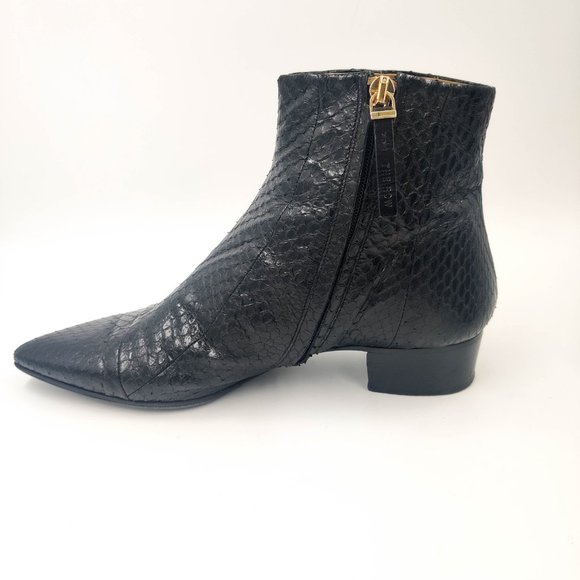 The Row Python Embossed Snakeskin Ankle Booties in Black 36 6 - Picture 5 of 13